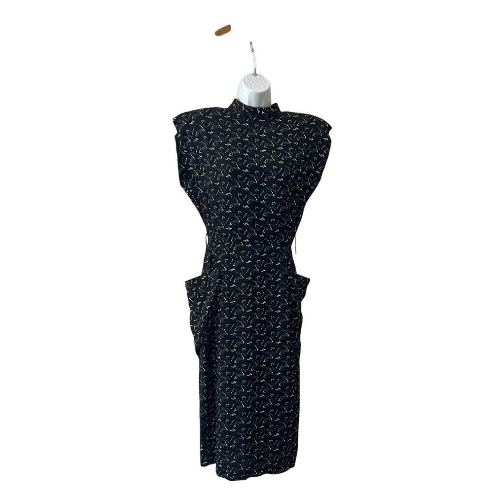 Vtg Blk/Wht Dress USA, 80’s Fit Sexy A-line Contempo Casuals Women 11 Costume